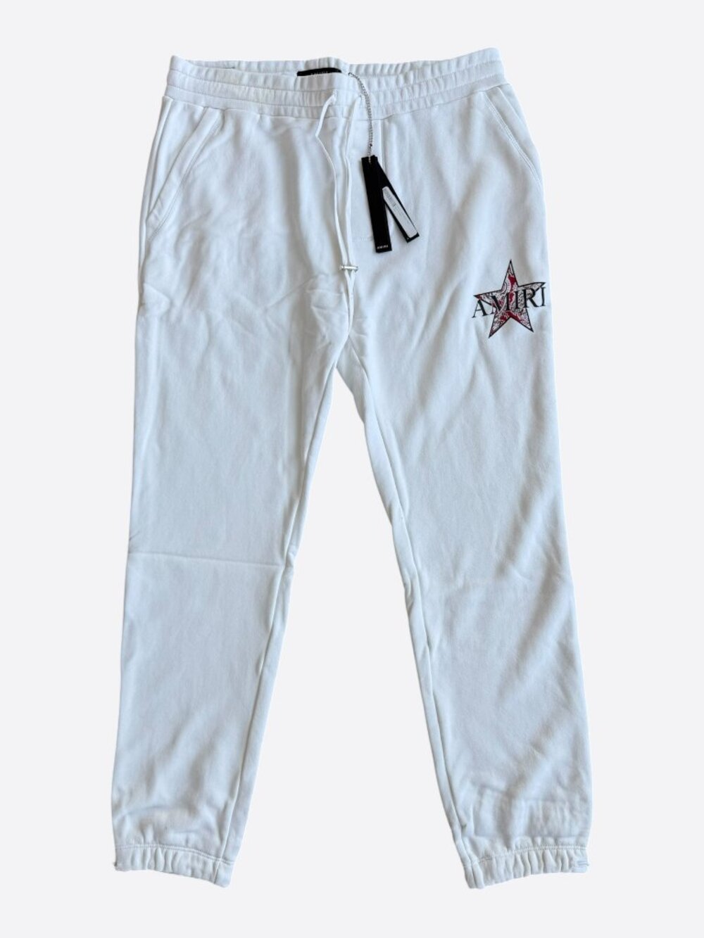 Amiri White & Red Paisley Star Logo Sweatpants